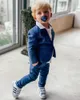 Men's Suits Blazer Sets For Little Boys Blue Linen Two Button Custome Kids Suit Tuxedo 2 Pieces Children'S Ceremony Costume (Jacket Pants)