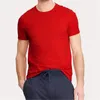 Men's Suits A1671 Summer Embroidery Small Horse Short Sleeved T-Shirt Homre Cotton Casual O-Neck Homme Solid Color Top