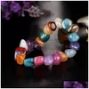 Perlen Colorf Naturstein Armbänder für Frauen Männer Heilung Regenbogen Perlen Yoga Elastizität Armreif Mode Handgemachte Schmuck Geschenk Drop De Dhwub