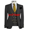 Mode Noir Hommes De Mariage Tuxedos Peak Revers Deux Boutons Tuxedos De Marié Excellent Hommes Veste Blazer 3 Pièces Costume Veste Pantalon Cravate Ve262M