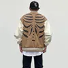 Kurtki męskie 2023 American Baseball Jacket Men Men Areetwear Hip Hop Skeleton Bones Patch Varsity Gothic Patchwork Punk College Coats