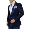 Azul marinho dos homens projeta paisley blazer fino ajuste terno jaqueta masculino casamento smoking moda ternos masculinos jaqueta pant217h