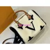 Cordeiro cabelo travesseiro saco mulheres bolsa bolsa designer saco speedy totes moda letras peludo estrela redonda impressão inverno teddy saco zíper fechamento interior bolso v