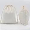 15x20cm 50pcs lot beyaz pamuk düz çekme poşeti Noel çuval çantası ev dekor hediye çantaları şeker organizatör dop 2086