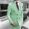 Turquoise Pak Mannen Formele Slim Fit Bruidegom Tuxedo Prom Party Jurken Mannelijke Heren Blazer Broek 2 Delige Set Pakken Blazer2411