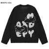 Men's Sweaters Harajuku Dog Sweater Streetwear Men Knitted Funny Cartoon Jumper Y2K Harajuku Fashion Loose Fluffy Fuzzy Pullover Sweaters 230914