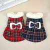 Dog Apparel Autumn And Winter Pet Clothes Plaid Skirt Warm Princess Dress Small Medium-sized Cute Vest Chihuahua Yorkshire Poodle