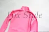 Macacões femininos macacão manga comprida látex catsuit rosa 230915