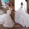 Великолепные кружевные свадебные платья русалки с прозрачным вырезом и длинными рукавами, расшитые бисером свадебные платья больших размеров, расшитая блестками, труба, Vestido De N170T