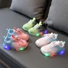 Athletic Outdoor Spring Autumn Children's Luminous Leather Running Shoes Boys Girls LED Lights Sports 230915
