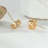 Stud Earrings Luxury Female Crystal White Stone Round For Women Gold Silver Color Zircon Wedding Ear Studs Vintage Party Jewelry