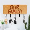 Hooks & Rails Our Family Engraved Personalized Bamboo Key Rack Wall-Mounted Sundries Storage Holder 5 Home Wall Decor Hanger285u