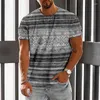 メンズTシャツ夏のTシャツ3Dエスニックスタイルプリントメンのための短袖のカジュアルファッションoネックトップ特大の服