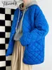 Women's Down Parkas Yitimoky Blue Jackets för kvinnor Fall Winter Oversize Puffer Quiltad Coat Casual Fashion Warm Down Pockets Outwear 220812 L230915