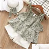 Clothing Sets Kids Summer Sleeveless Floral Print T-Shirtaddpure Color Shorts 2Pcs For Girls Baby Clothes Outfits Drop Delivery Matern Dhy8L