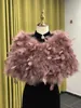 Elegant White Feathers Women Wraps Wedding Shawl Bride Shrug Winter Formal Party Special Occasion Dress Warm Fur Bolero Black Pink Brown Red