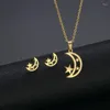Halsbandörhängen Set Gold Color Star Moon Charm Pendant For Women Girls Party Jewelry Pendientes E1006