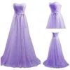 2019 Lilac Bridesmaid Dresses Custom Made Long Maid Of Honor Dress Sweetheart Soft Tulle Formal Party Gowns199B