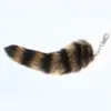 Keychains Cute Racoon Tail Keychain Fur Pendant Key Chain Bags Charm Keys Holder Couple Keyrings NIN668Keychains KeychainsKeychain196R