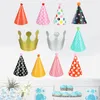 Dog Apparel 11pcs Cake Birthday Party Cone Paper Hats With Colorful Patterns For Pets Dogs Cats (Mixed Color)