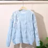 Pulls pour femmes 2023 Arrivée Fleur Broderie O Cou Pulls Tricotés Coréen Décontracté OL Basique Japonais Doux Sueter Mujer