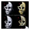 Feestmaskers Fancy Antiek Strass Maskerade Masker Voor Mannen Vrouwen - Half-Face Goud/Sier Kostuum Accessoire Drop Delivery Home Garden Dhuji