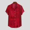 Feitong chemise à rayures pour hommes été 2020 boutons à manches courtes chemise hawaïenne ample décontracté imprimé rouge Blusas1248G