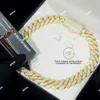 Fabriksanpassad Real 10K 14K Solid Gold VVS Moissanite Diamond Cuban Chain Necklace Iced Out Men Fine Jewelry 18mm 19mm 20mm 22mm