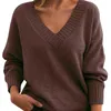 Suéteres de mujer Jersey de punto Mujer Suelto Cuello en V Casual Todos los géneros de punto para hombres con sudadera con capucha Sudadera de manga larga