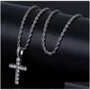 Bijoux pour hommes M 24 pouces, chaîne en corde, pendentif croix à ongles glacés, collier en argent doré pour hommes et femmes, hip hop, vente en gros, livraison directe