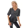 T-shirt Femme GK Femmes Brillant Paillettes Taille Définie Peplum Tops Manches Chauve-Souris Courtes Col En V T-shirts Party Club Cocktail Blouse 230914