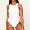 Macacões femininos macacão o pescoço sem mangas sexy bodysuit mulheres fora do ombro corpo superior streetwear branco bodysuits terno roupas roupas tamanho 230914