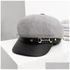 Beret Casual Fashion Street Cap Woman Botton Beret Flat Hats Caps Trucker Vintage Drop Accessories Szaliki Rękawiczki DHH5D