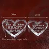 Newwhole-50 PCS Anpassad kristallhjärta Personlig Mrs Love Heart Wedding Souvenirs Table Decoration Centerpieces Favors2642