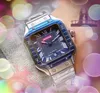 Mode Romeins getal vierkant quartz horloge heren klassieke populaire stijl werkdag datum klok tank serie rood blauw zwart roségoud stalen kast jurk cadeau polshorloge