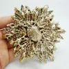 Whole - 2014 New Fashion Elegant Flower Gold-plated Large Brooch Pin Green Rhinestone Crystal295H