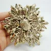 Whole-2014 nouvelle mode élégante fleur plaqué or grande broche broche vert strass Crystal295H