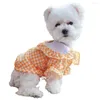 Vêtements pour chiens Chemise Adorable Respirant Polyester Vert Grille Quatre Jambes Vêtements Pour Les Mariages