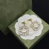Luxe hanger oorbellen vrouwen cirkel oorstekers mode brief oorbellen goud zilver oorbel voor meisje diamanten sieraden bruiloft