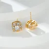 Stud Earrings Luxury Female Crystal White Stone Round For Women Gold Silver Color Zircon Wedding Ear Studs Vintage Party Jewelry