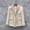 Korean fashion New women's v-neck solid color medium long tweed woolen blazer suit coat casacos plus size SMLXLXXL341k