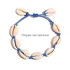 Braccialetti con ciondoli con conchiglia naturale Boho in rilievo per le donne Summer Beach Conchiglia Catene con corda in corda Bohemian Gioielli fai da te Regalo Drop De Dhse9