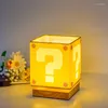 Luci notturne LED Punto interrogativo Lampada da tavolo in tessuto di legno USB Oscuramento Regalo di compleanno per bambini Natale