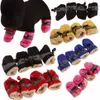 Chaussures d'hiver antidérapantes pour chiens, bottes de neige, de pluie, épaisses et chaudes pour petits chats, chiens, chiots, chaussettes, chaussons, 4 pièces, imperméables, 255U