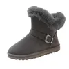 Femmes bottes botte de neige Triple noir gris classique fourrure doux chaussons plats femmes dames chaussons hiver chaud bottes rondes antidérapantes