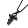 Pendant Necklaces Stainless Steel Relius Egyptian Coiled Snake Ancient Ankh Necklace Pendants Relin Jewellery Cross Agypt Punk Sier Bl Dhick