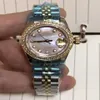 Kvinna titta på högkvalitativt datum armbandsur mekanisk automatisk rörelse rostfritt stål band klockor 36mm hårda glas diamanter be260J