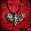 Earrings Necklace Set Deaths Head Hawkmoth Deathhead Moth Pendant Gothic Skl Jewelry Drop Delivery Sets Dh8Ok