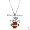 Pendant Necklaces I Love Basketball Volleyball Football For Women Crystal Ball Shape Rugby Chains Fashion Sports Lover Jewelry Gift Dr Dhoda