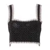 Canotte da donna 2023 Perle in rilievo senza maniche Crop Tube Top incrociato con lacci sul retro Canotta per le donne Party Rave Nightclub